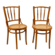 Set of 2 Romanian cane and birch bentwood chairs, 1960s
