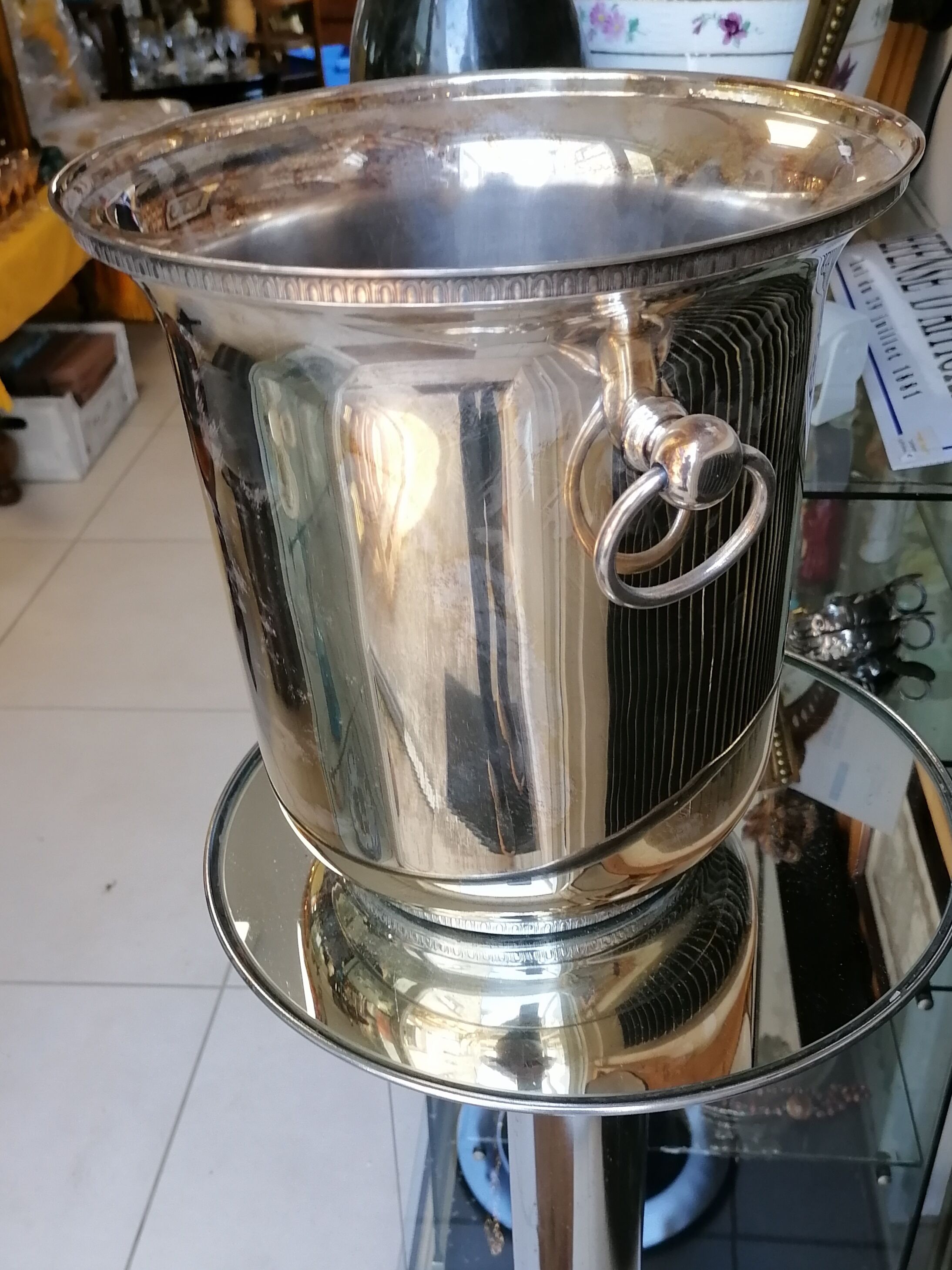 Silver metal champagne bucket