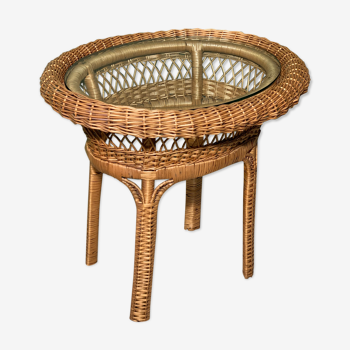 Rattan and wicker side table