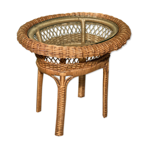 table d'appoint en rotin - osier