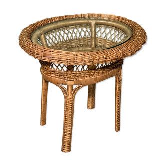 Rattan and wicker side table
