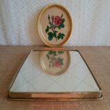 Plateau en laiton avec miroir vintage
