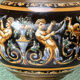 Gien lamp, brass and earthenware