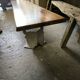 Walnut and stainless steel bench, 1980