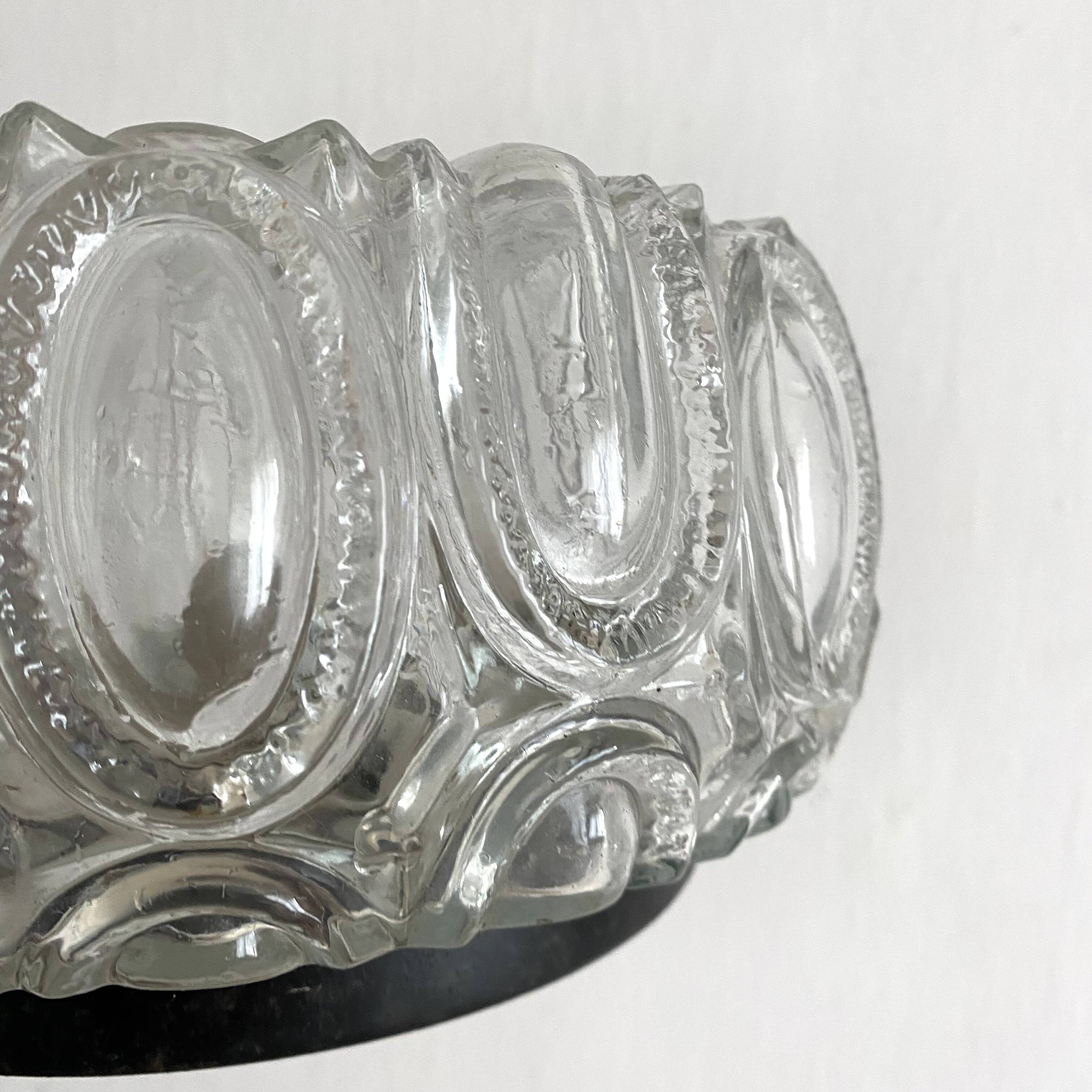 Vintage round molded glass ceiling light