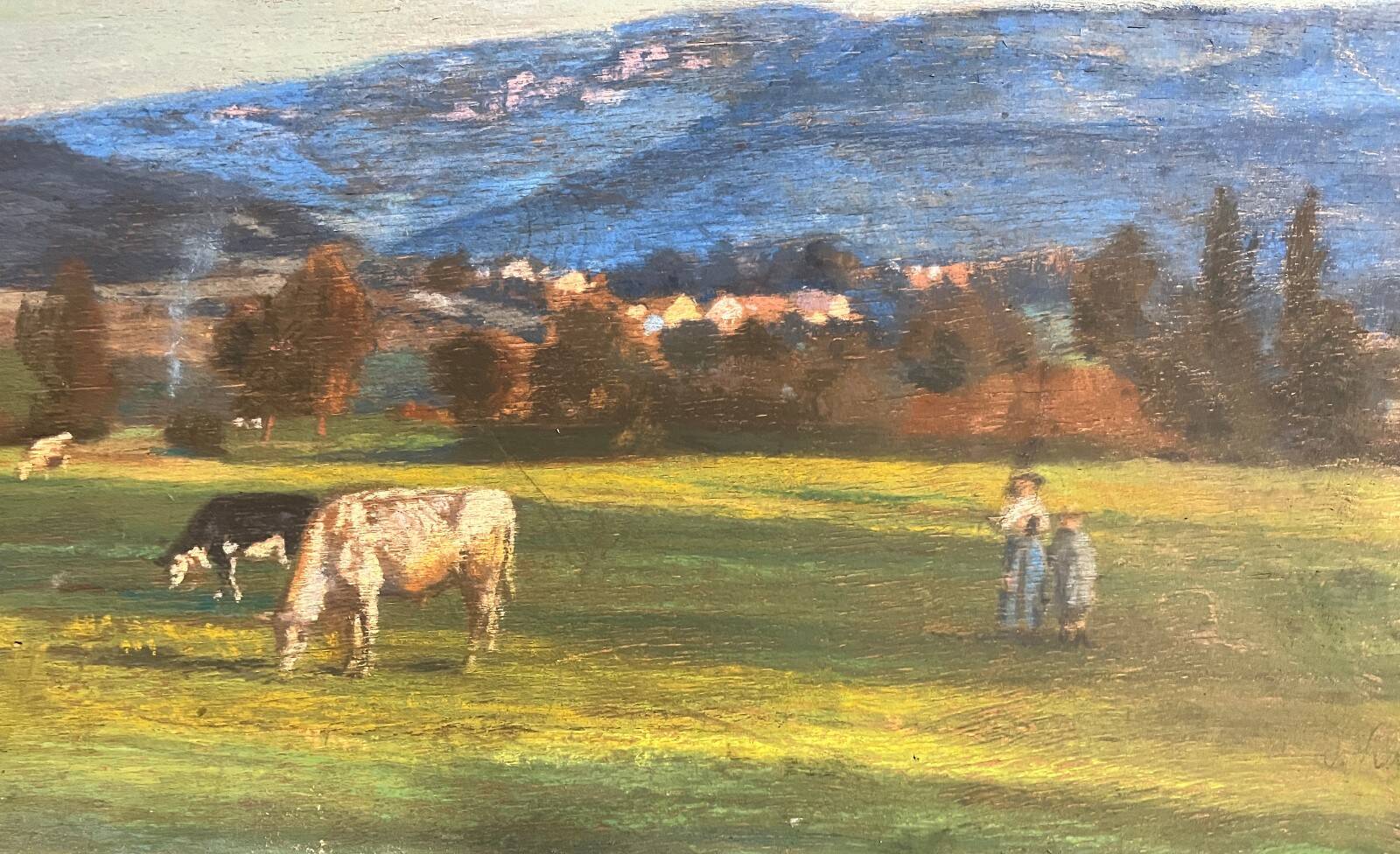 Tableau HSP "Autumn Evening in the Jura" post-impressionist signed