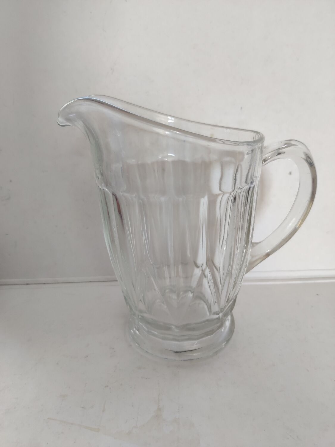 Thick glass carafe pitcher jug 1960
