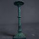 Vintage candlestick holder in patinated green-grey cast iron, 32.5 cm