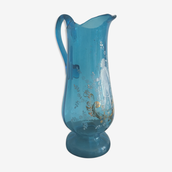 Blue glass pitcher