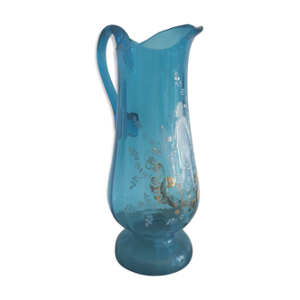 Blue glass pitcher