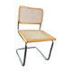 Chaise tubulaire vintage par Marcel Breuer avec sièges rotin, années 70