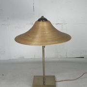Lampe de table en laiton et rotin en roseau, Italie 1970