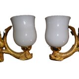 chandelier and its golden bronze brass wall lights