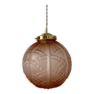 Vintage art deco xxl globe pendant light in frosted glass