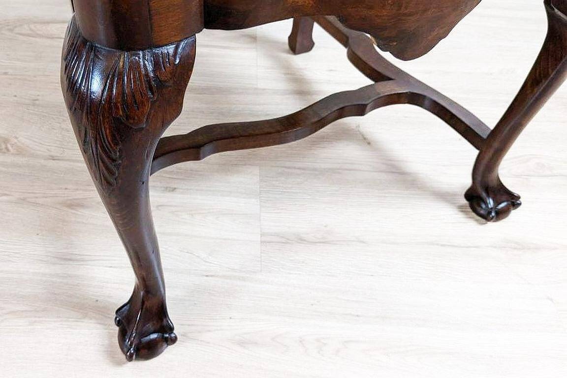 Chaise en chêne français antique avec tapisserie grise, années 1890.