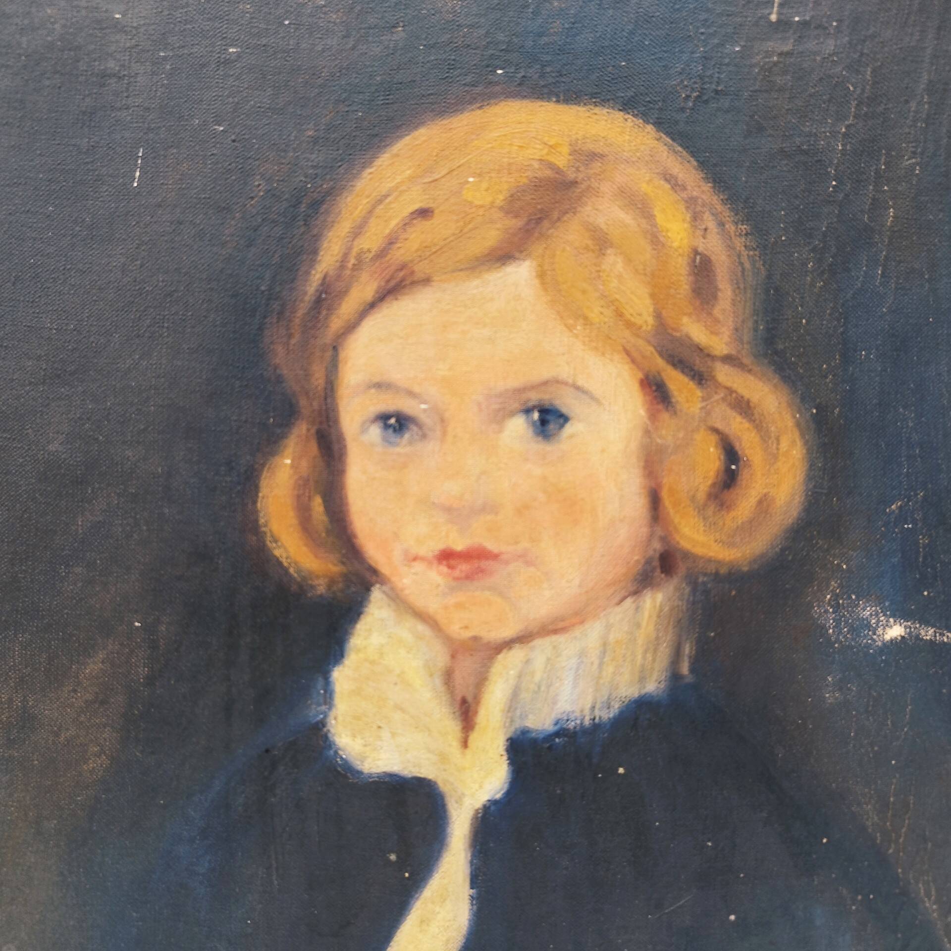 Portrait boy oil on canvas De la Rocha