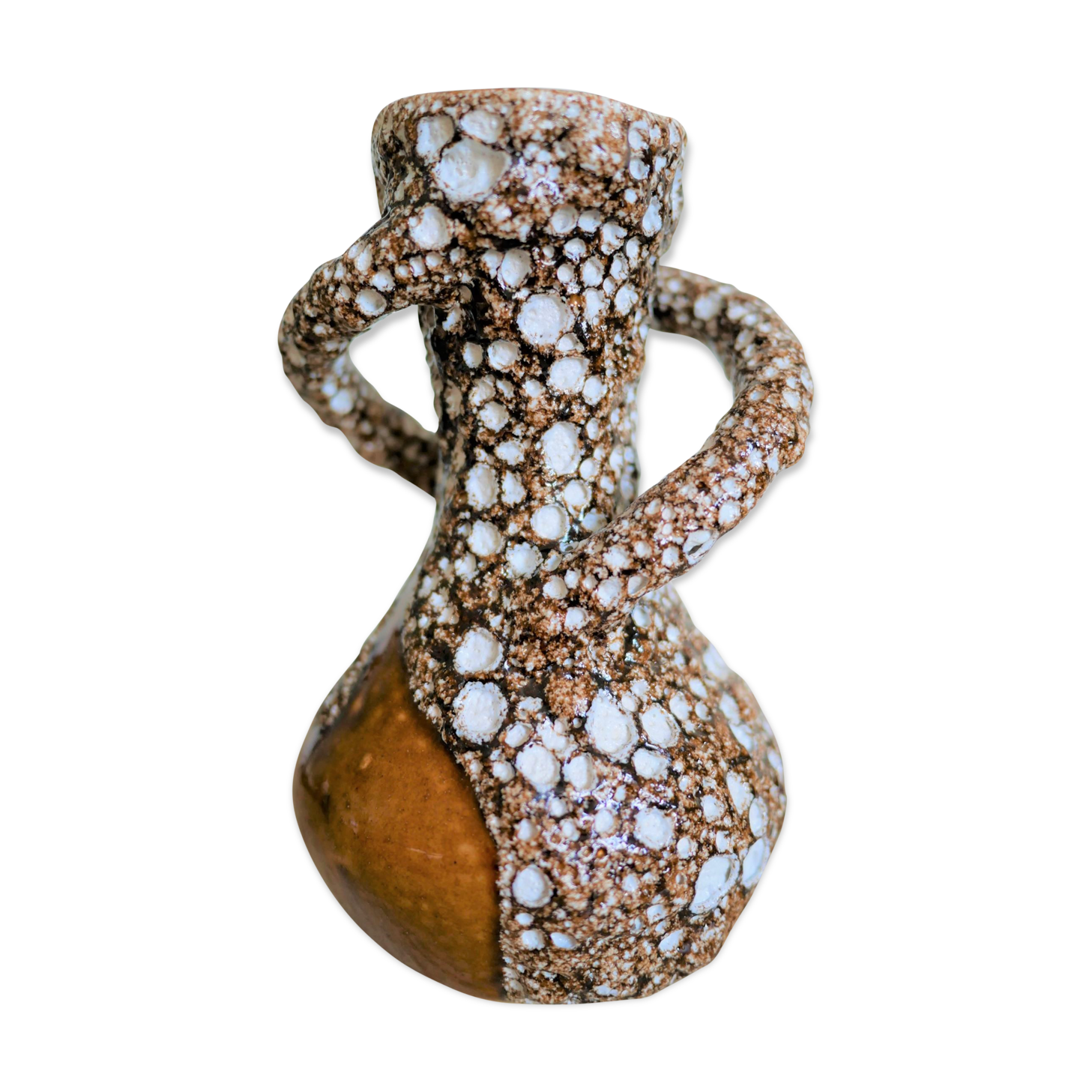 Vase Vallauris vintage brown-white