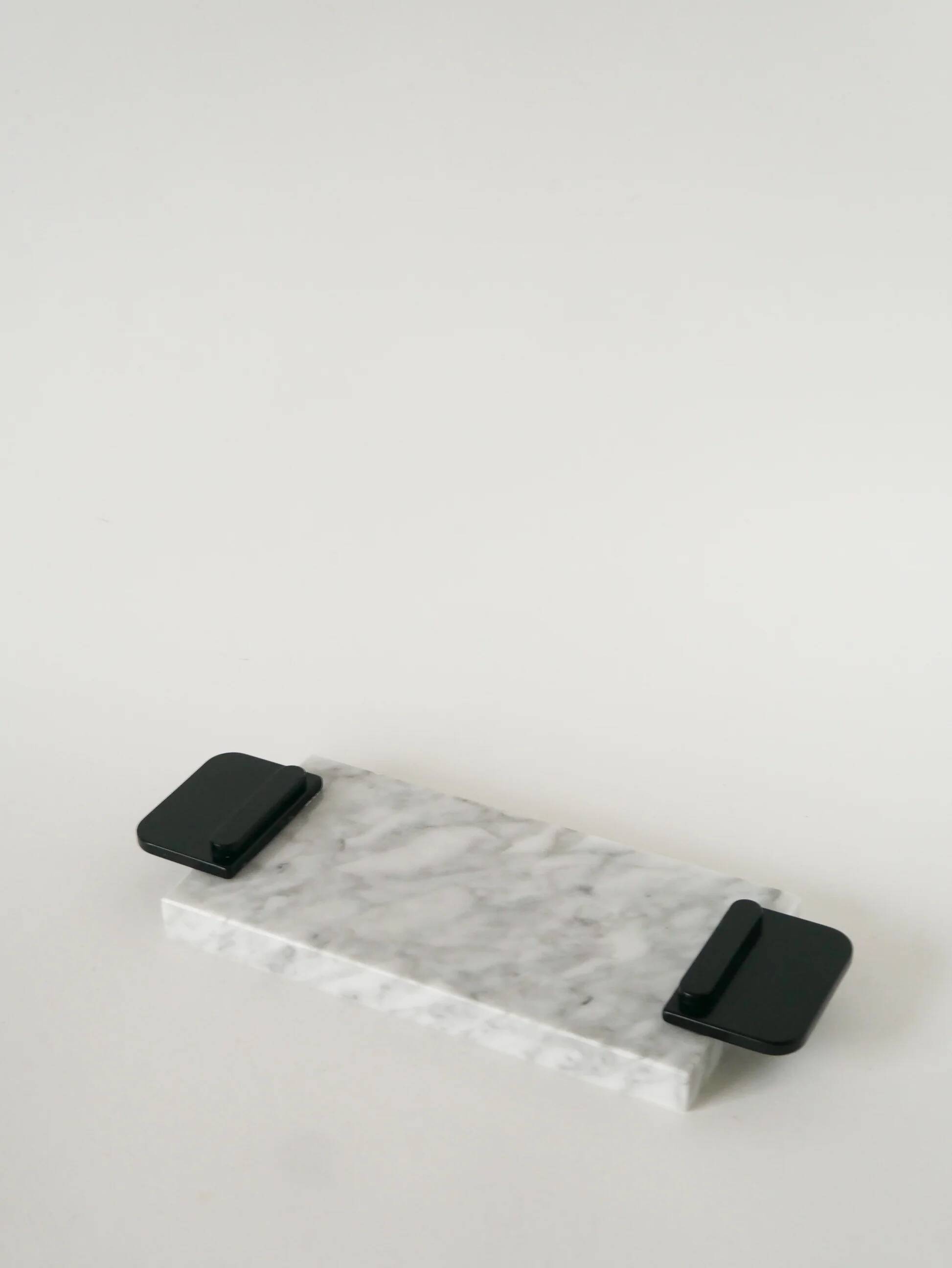 Small marble tray, grey and black, 1980.