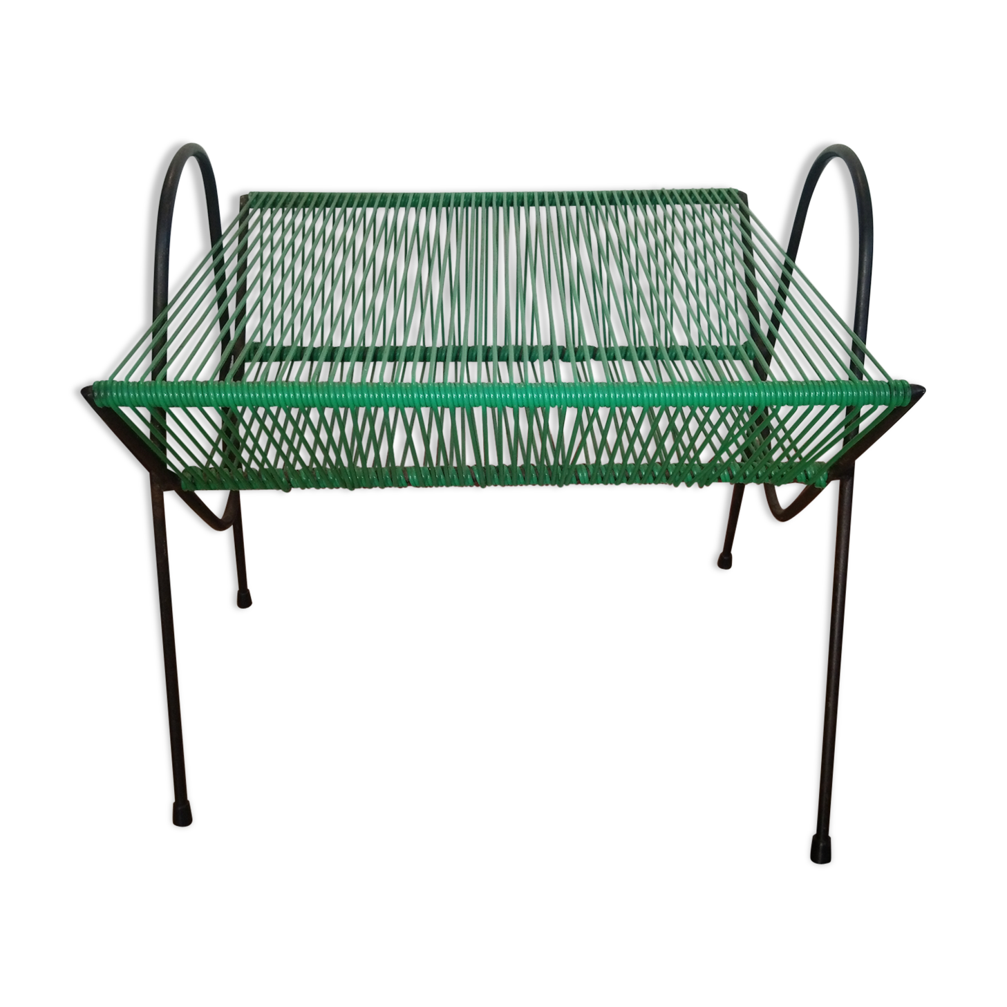 Vintage scoubidou vinyl record holder