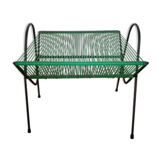 Porte disques vinyles scoubidou vintage