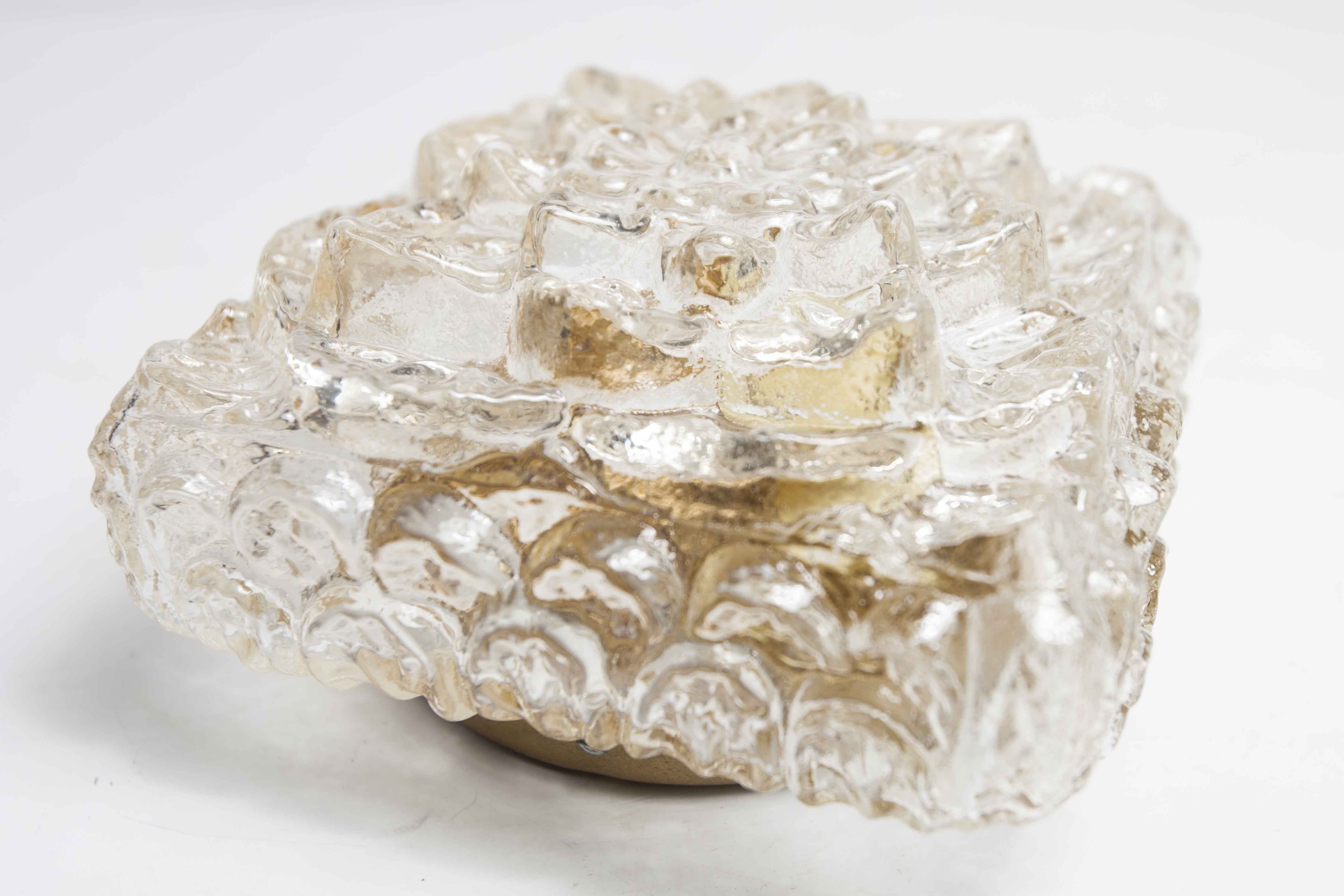 Gold floral glass ceiling light 1960