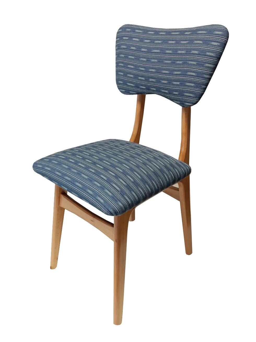 Mid-century Butterfly chair, blue Jacquard, light wood, Europe, 1960s
