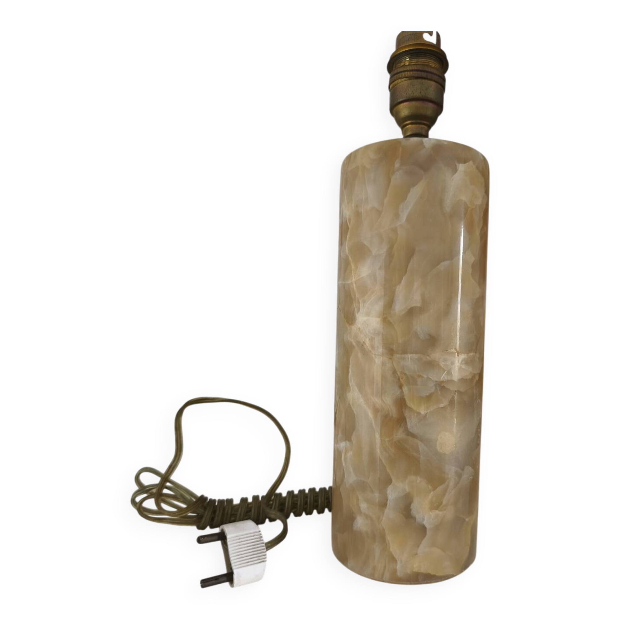 Cylindrical lamp base in natural stone