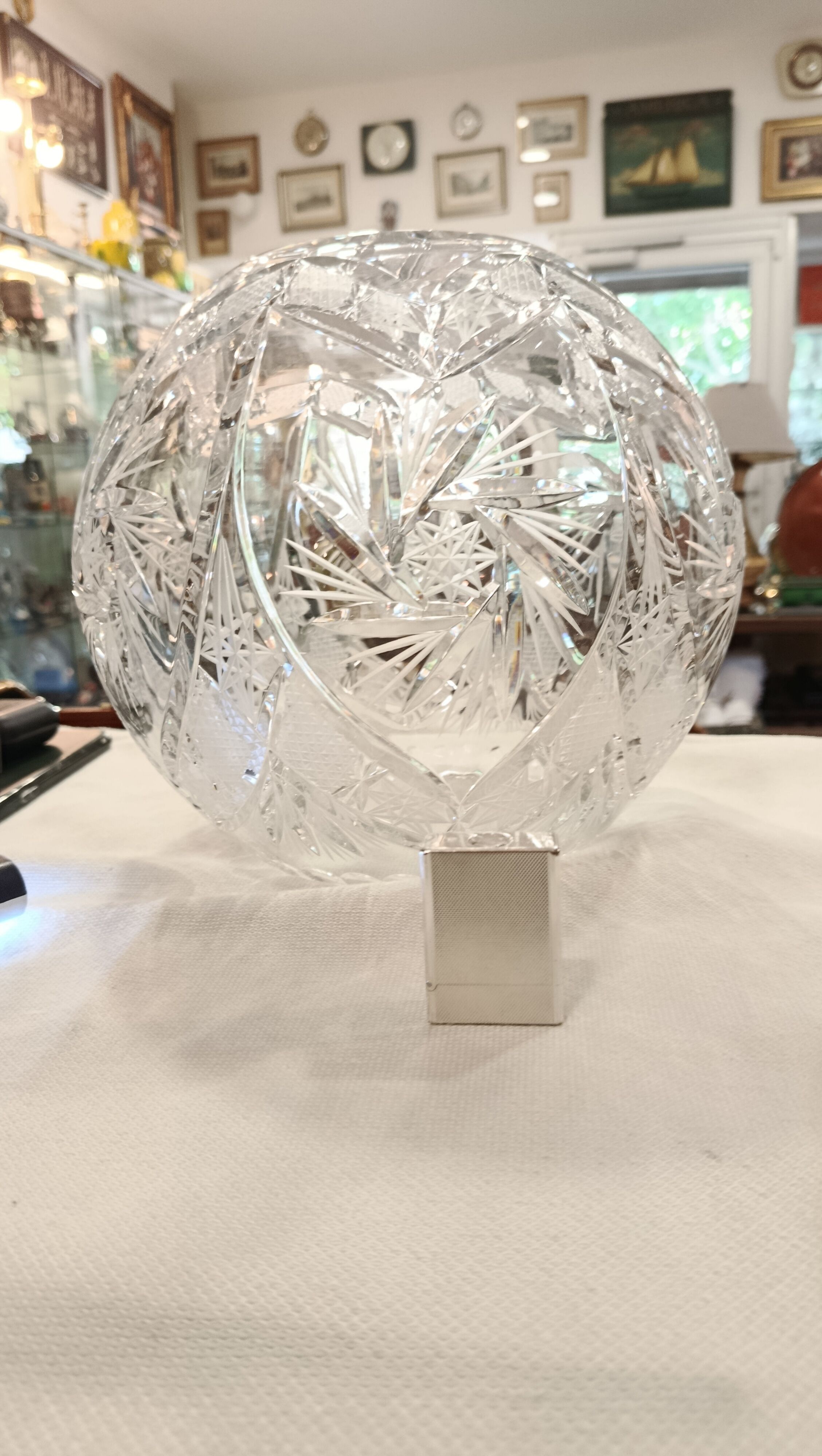 Vintage Bohemian crystal large vase