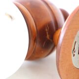 Pair of beech and opaline wall lamps, vintage