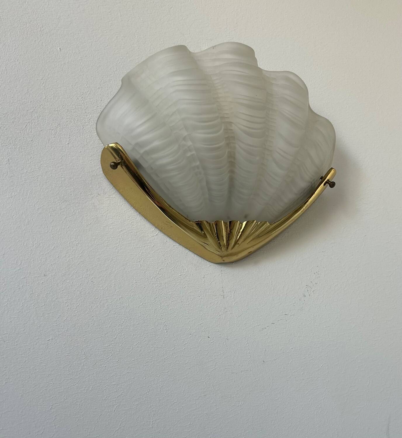 Vintage wall lamp, brass and sandblasted glass, France 1960