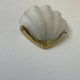 Vintage wall lamp, brass and sandblasted glass, France 1960