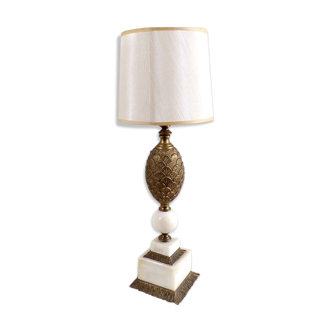 Vintage lamp in bronze and marble white pineapple