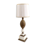 Pied de lampe vintage en bronze et marbre blanc ananas