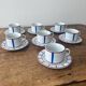 Set of 7 vintage Basque ceramic cups – blue stripes and
