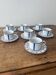 Set of 7 vintage Basque ceramic cups – blue stripes and