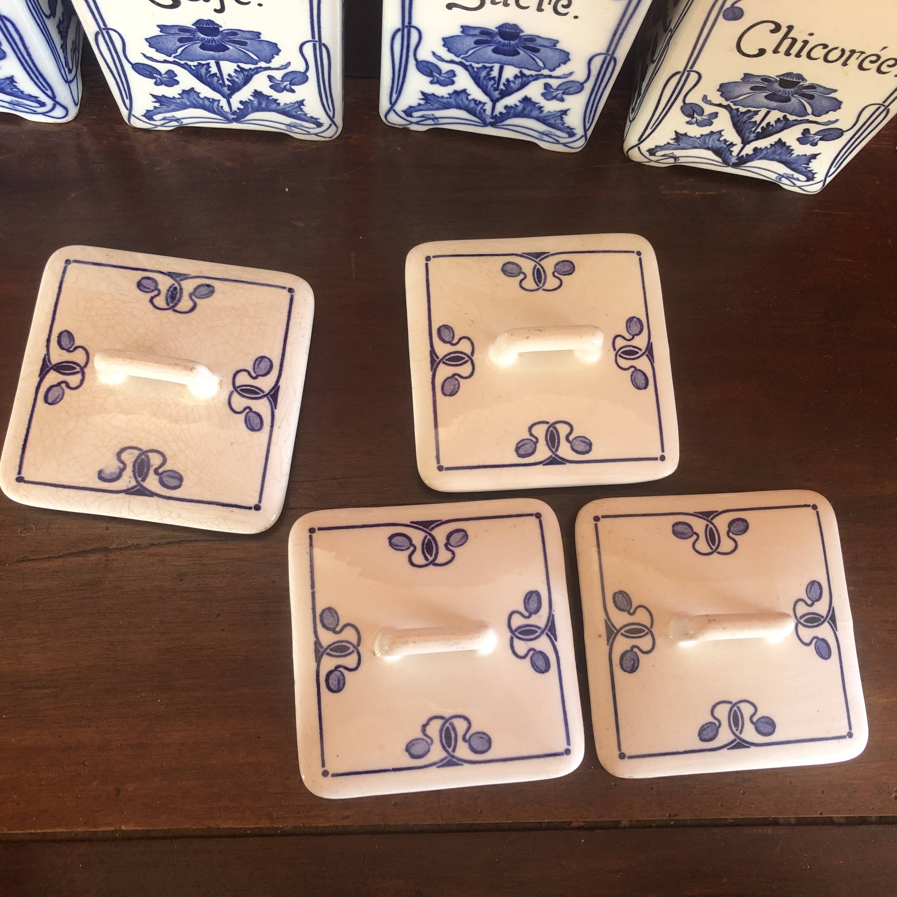 5 cobalt blue flower spice jar