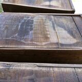 Antique solid cherry farmhouse table with 3 drawers and 2 pulls