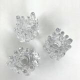 Sunflower Glass Candle Holders, Göran Wärff for Kosta Boda, Sweden, 1970s, Set of 3