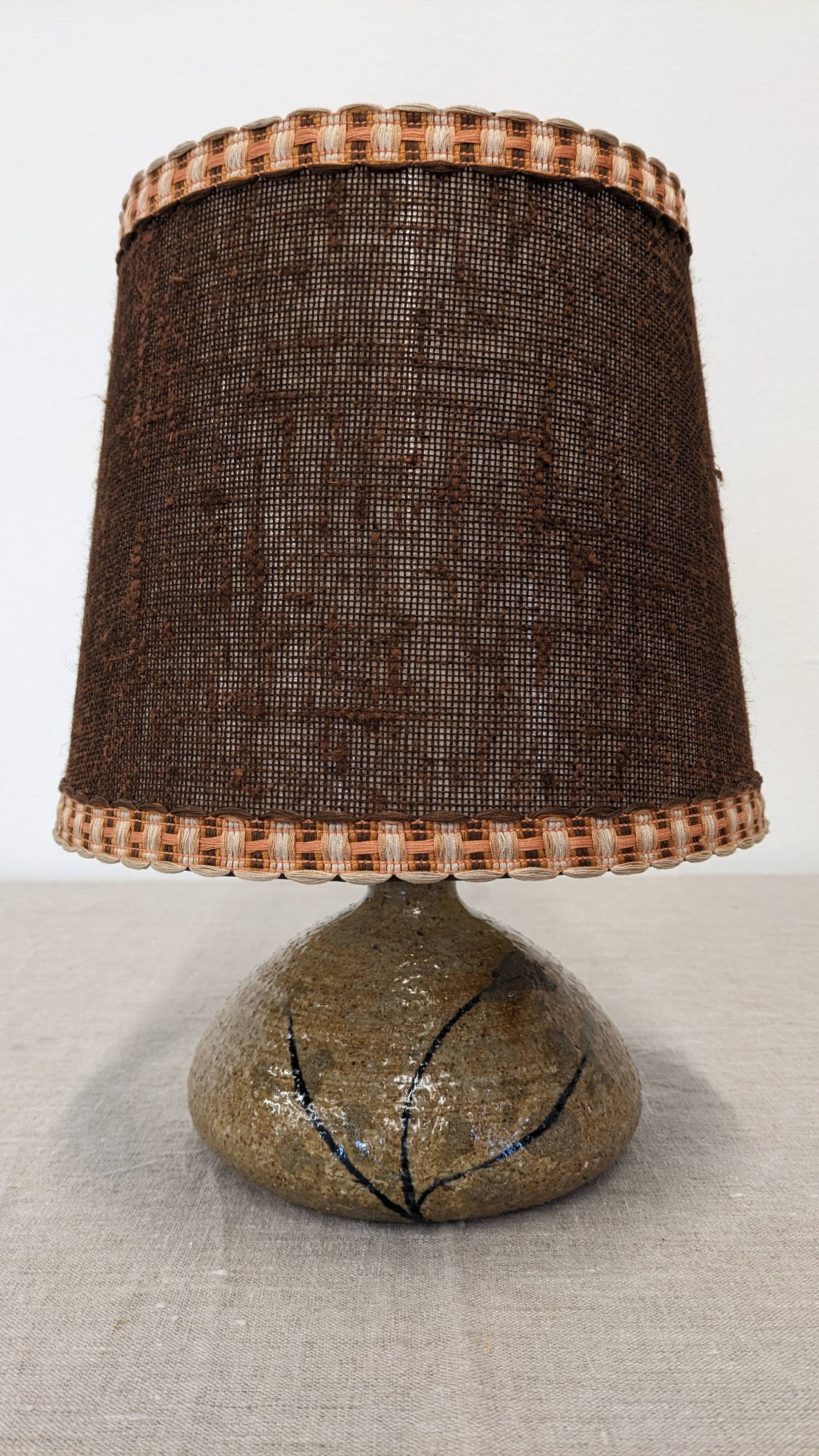 Vintage bedside lamp in glazed sandstone from the 50s/60s