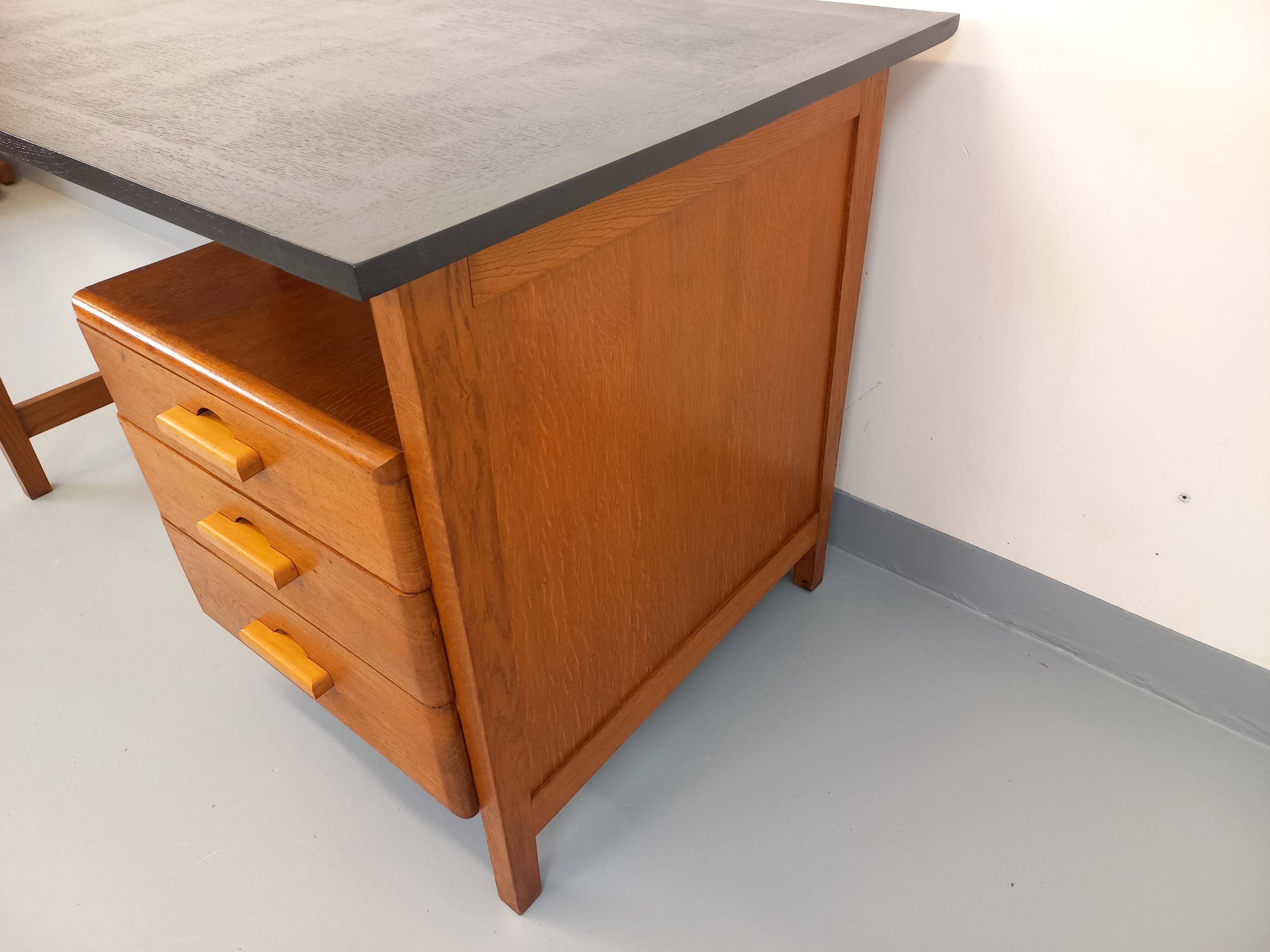 Vintage oak desk from the 1960s.