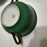 Service 14 cup and saucer in Art Deco Emerald Green and Gold.