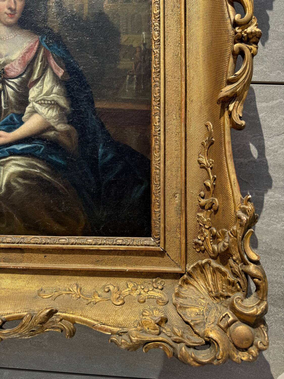 Antique painting, portrait of a gallant woman signed early 18th century