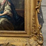 Antique painting, portrait of a gallant woman signed early 18th century