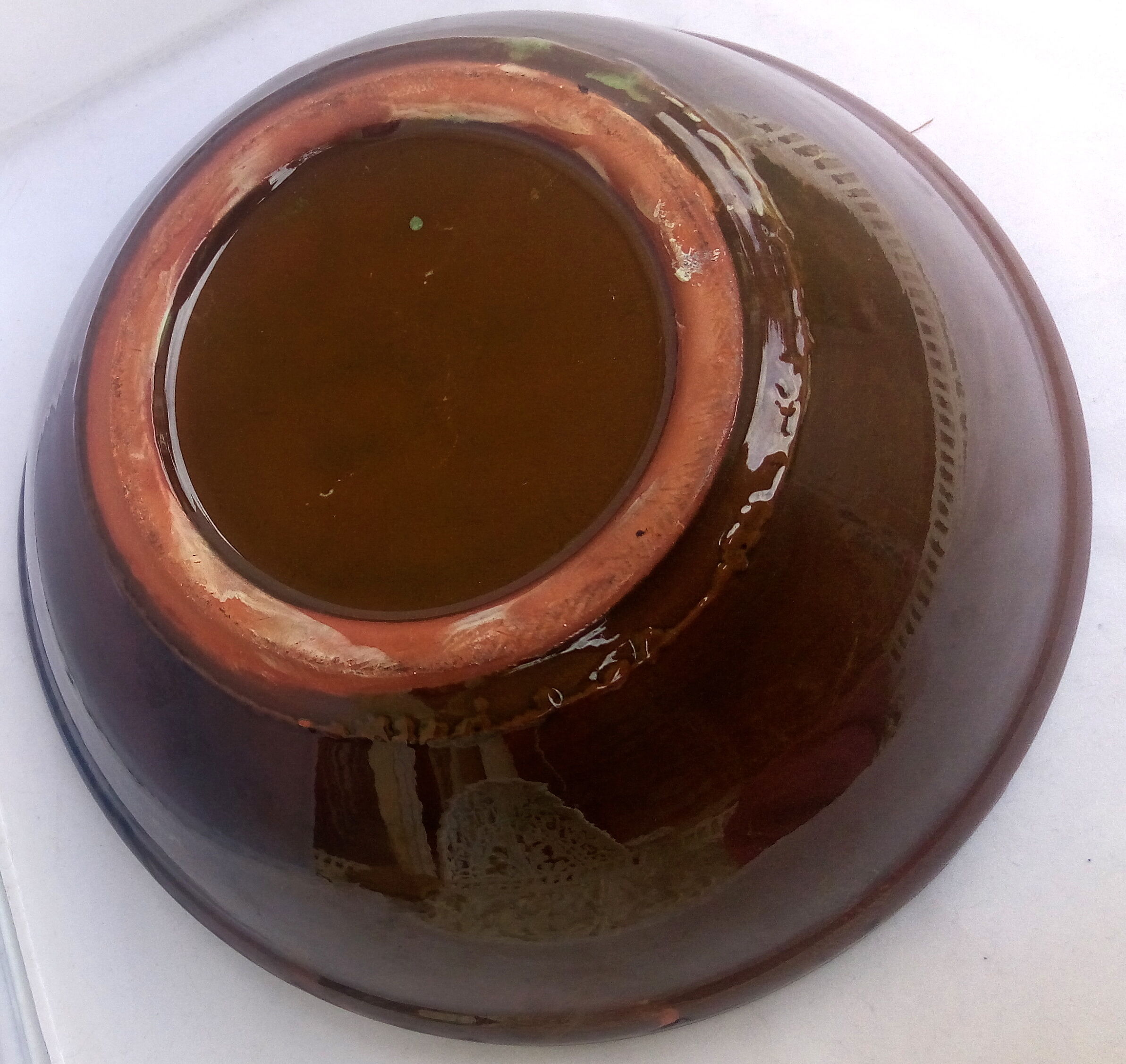 Salad bowl xl with green, blue and brown marbling