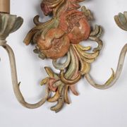 Pair of carved wood and metal sconces, Chelini FIrenze, Italy