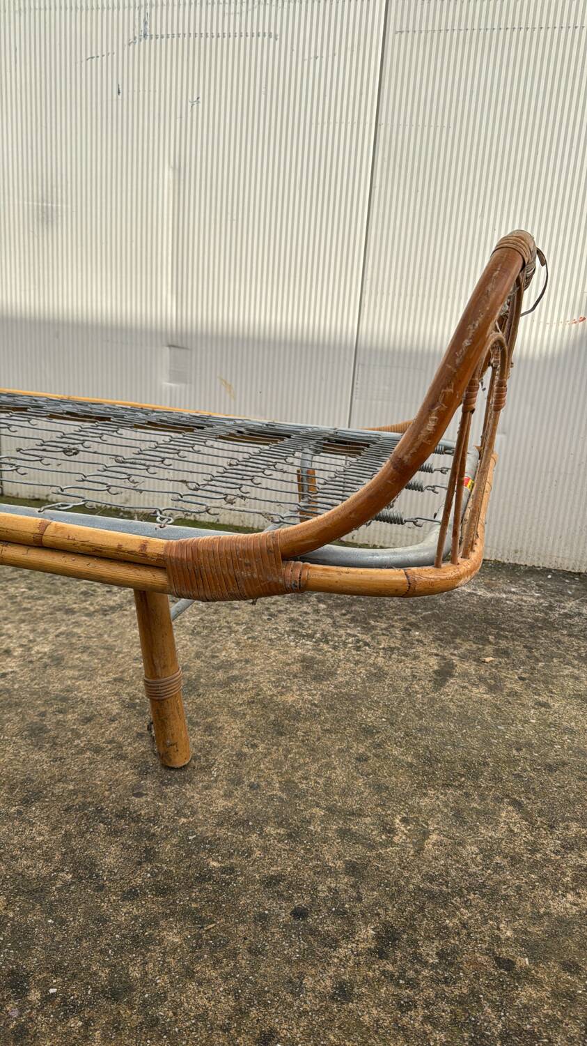 Vintage rattan bed 90x190cm