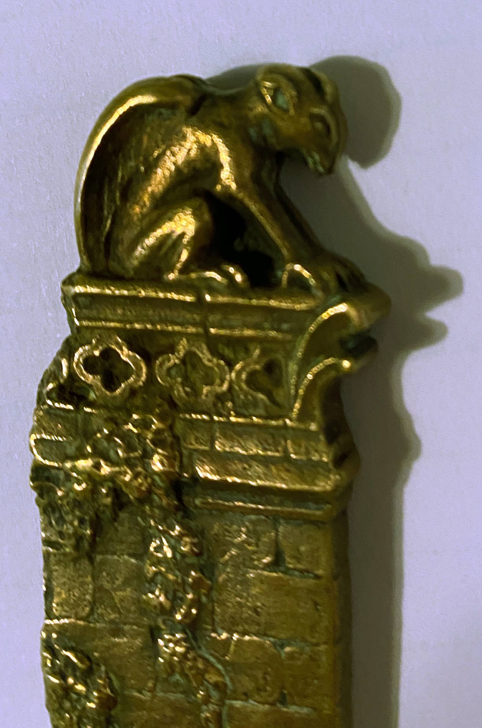 Paper cut opens letter bronze gothic gargoyle signed M. Arvisonet