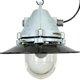 Aluminium and enameled bomb proof pendant lamp 70s