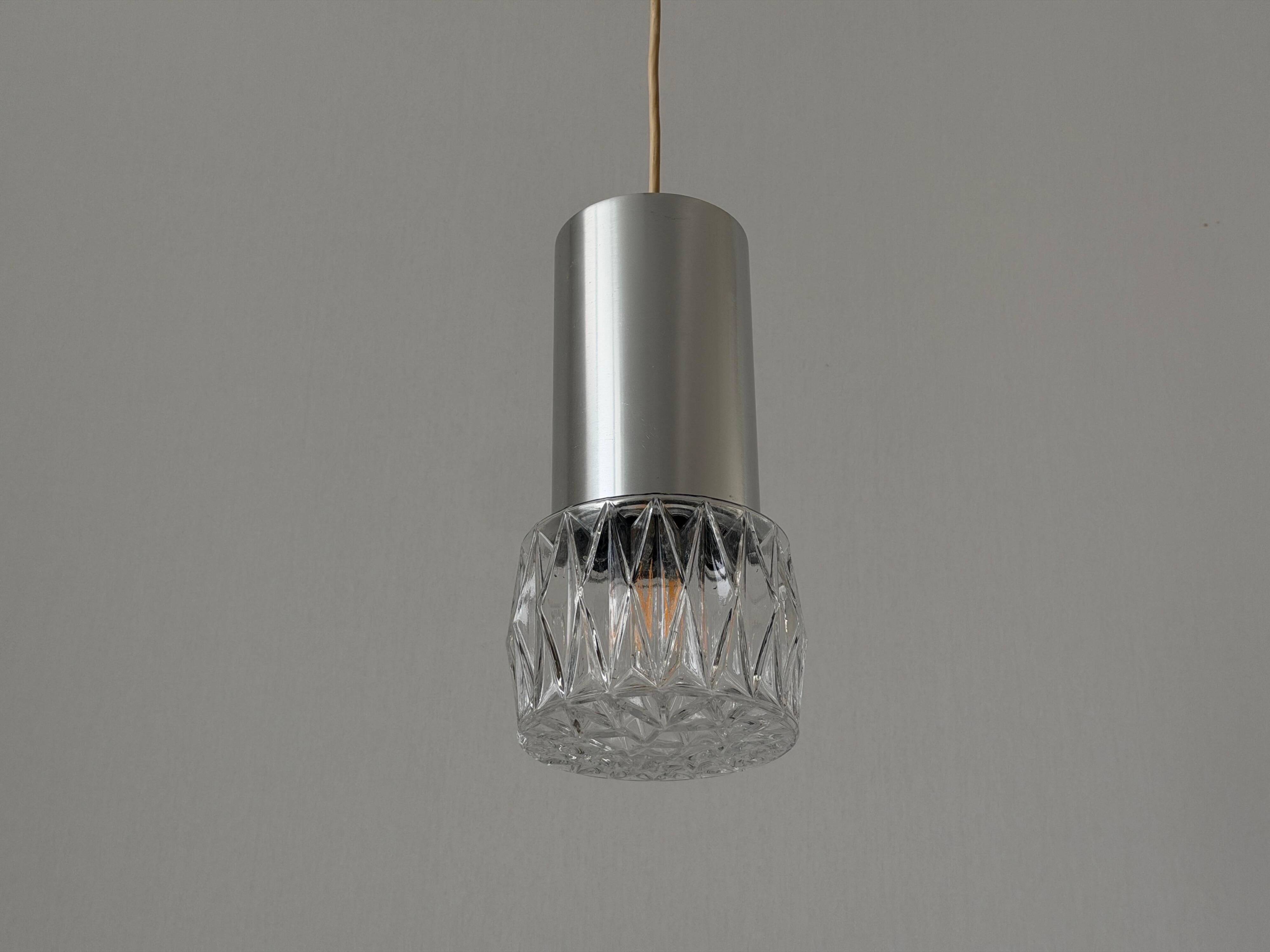 Glass ceiling light with a metal frame, 1960s, Germany