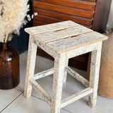 Old wooden stool with square seat